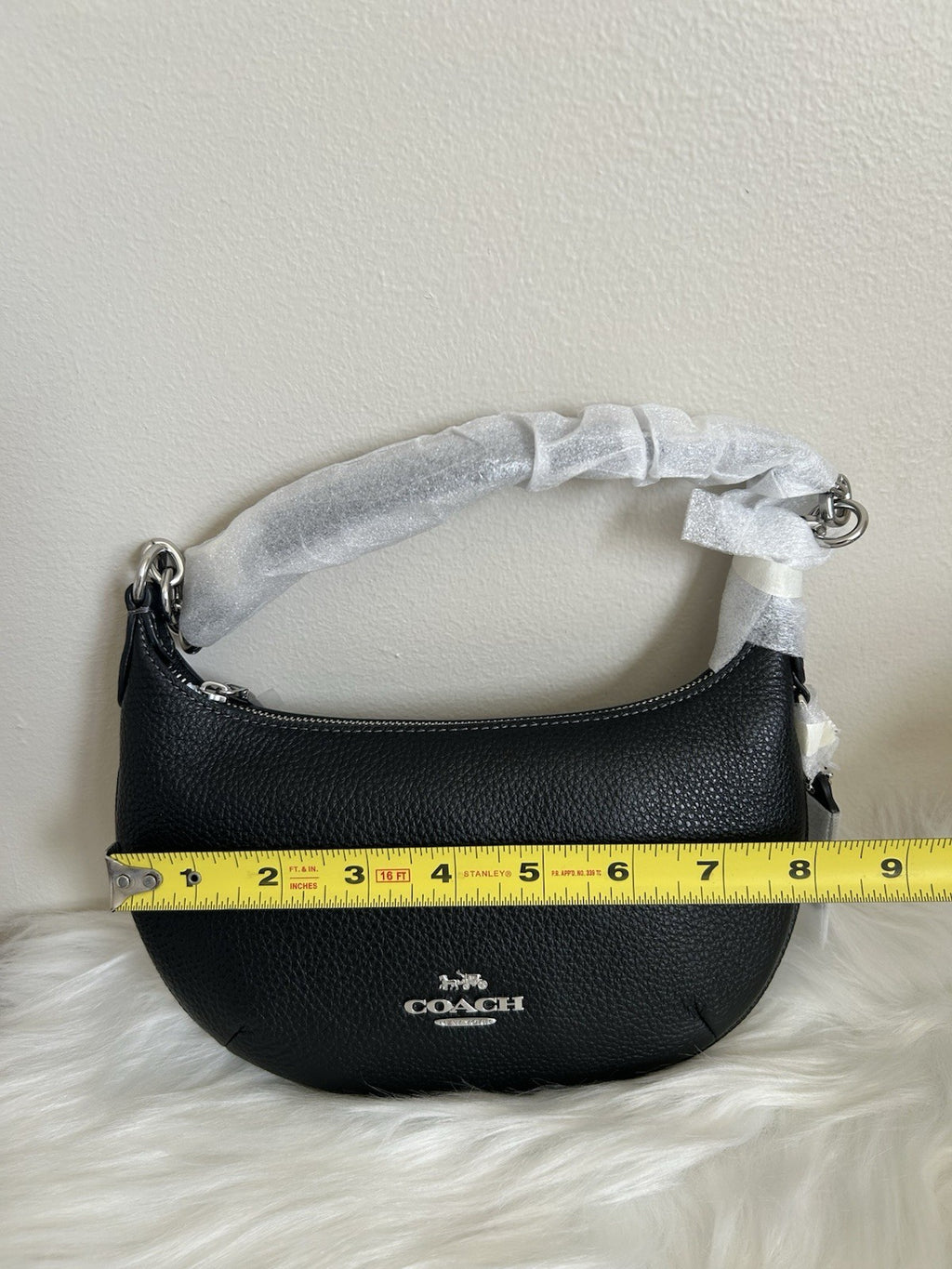 NWT Coach Mini Payton Bag Pebble Leather Silver/Black