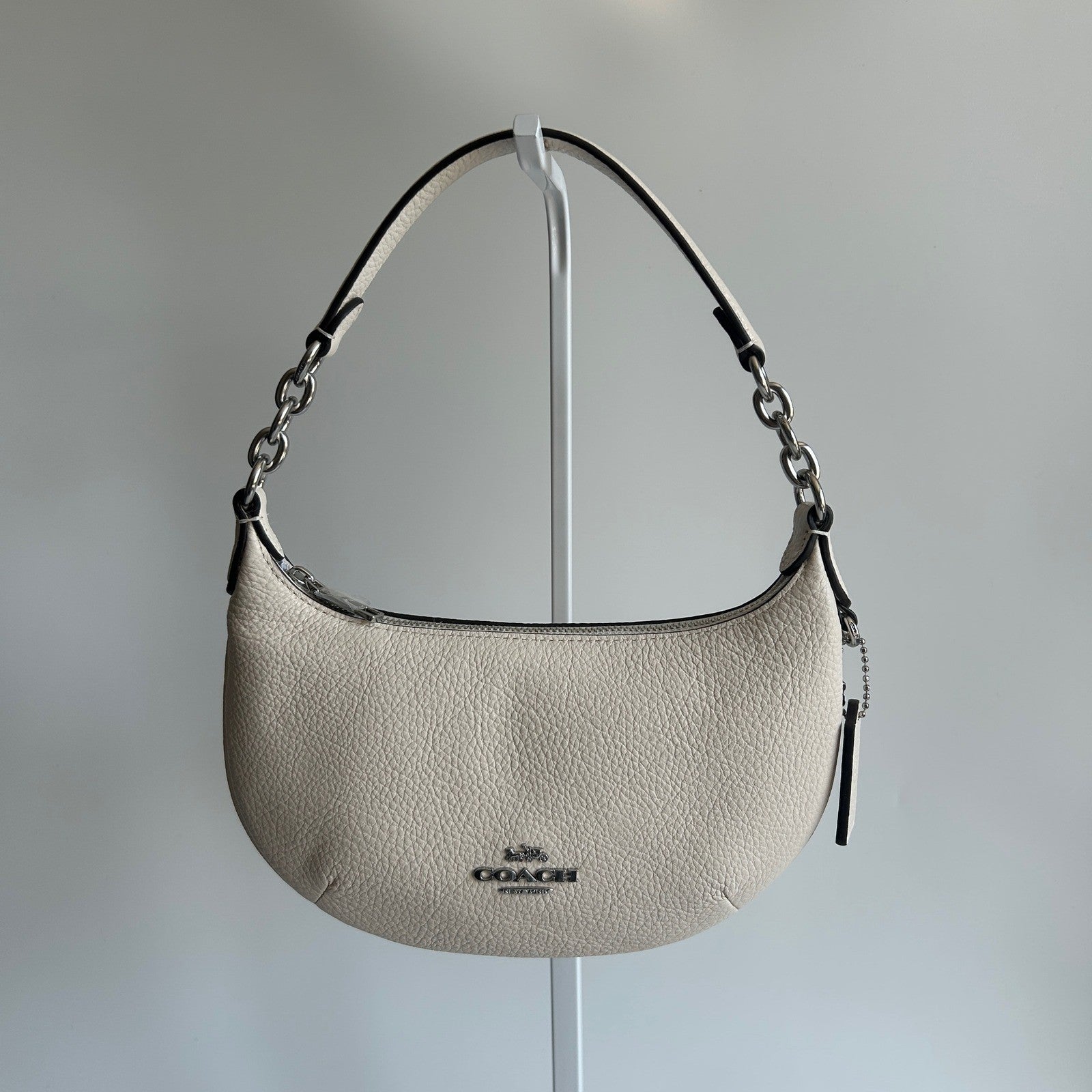 Coach Mini Payton Chalk White Pebbled Leather Shoulder Bag NWT