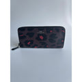Coach Accordion Zip Brown Red Leopard Coated Canvas Wallet Excellent