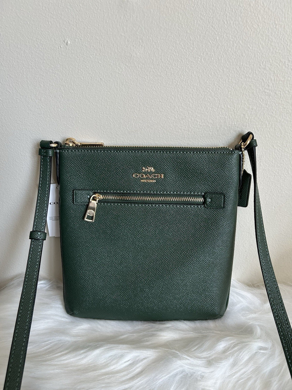 Coach Mini Rowan File Everglade Green Crossgrain Leather Crossbody Bag NWT
