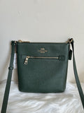 Coach Mini Rowan File Everglade Green Crossgrain Leather Crossbody Bag NWT