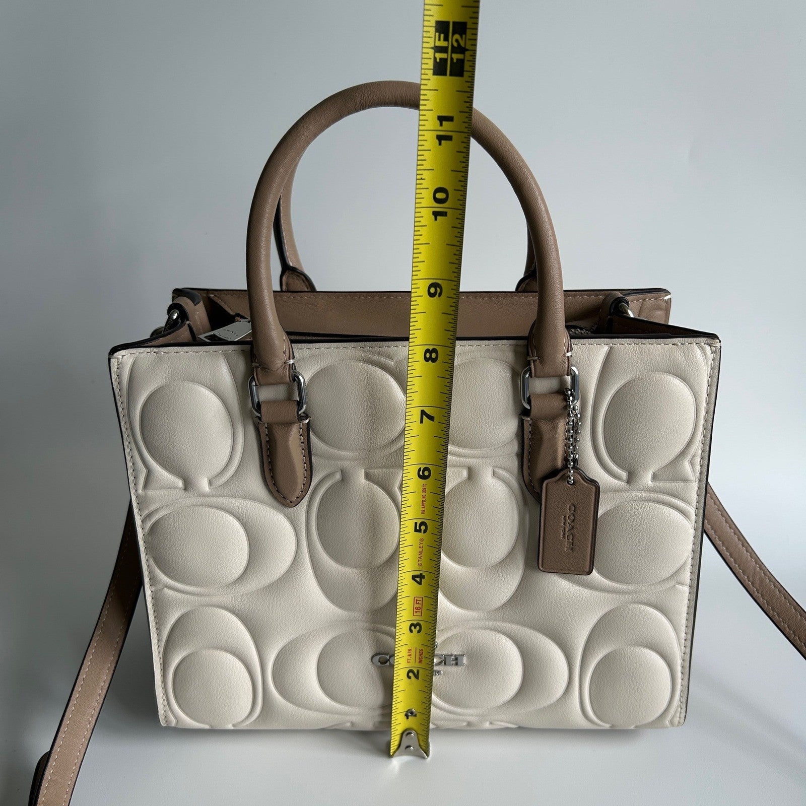 Coach Maggie Small Tote Chalk White Leather Bag CY670 Excellent