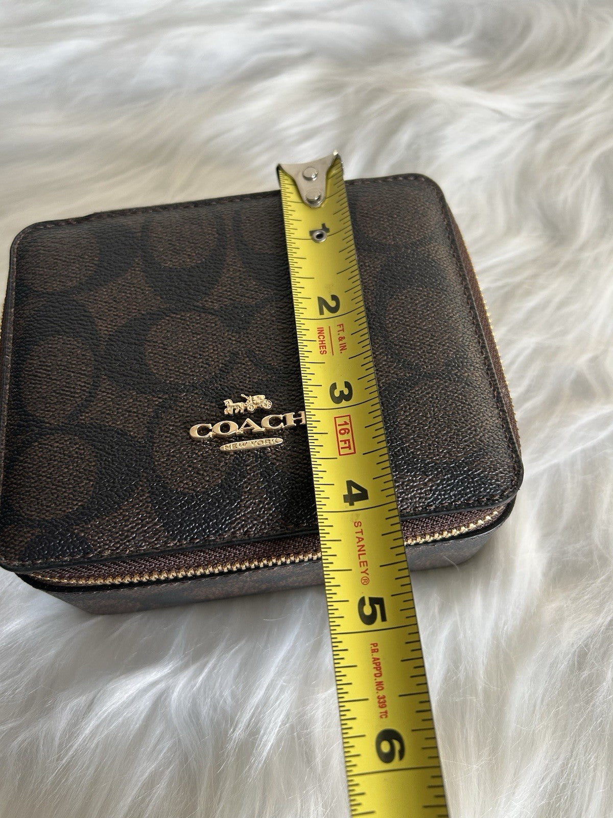 NWT Coach Jewelry Box In Signature Canvas Brown/Black