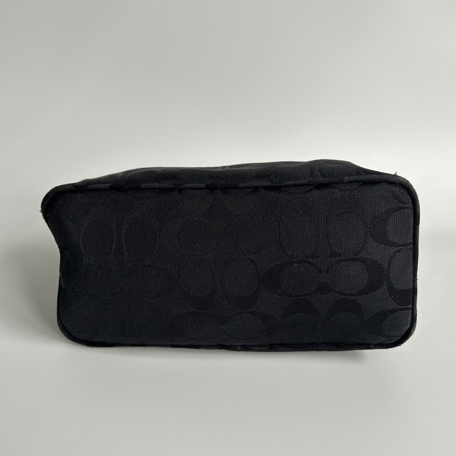 Coach Demi Black Signature Jacquard Canvas Leather Shoulder Bag 6044 Excellent