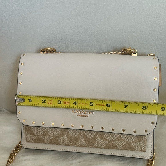 Coach Klare Chalk White Leather Signature Canvas Crossbody Bag 90400 Excellent