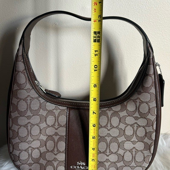 Coach Carmen Brown Signature Canvas Leather Shoulder Bag Excellent
