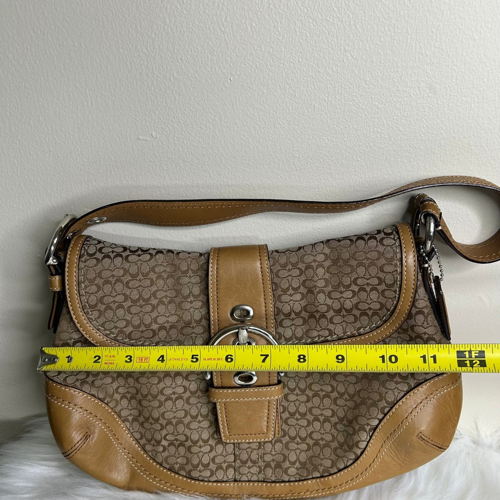 Coach Soho Flap Brown Signature Canvas Leather Shoulder Bag F10926 Good