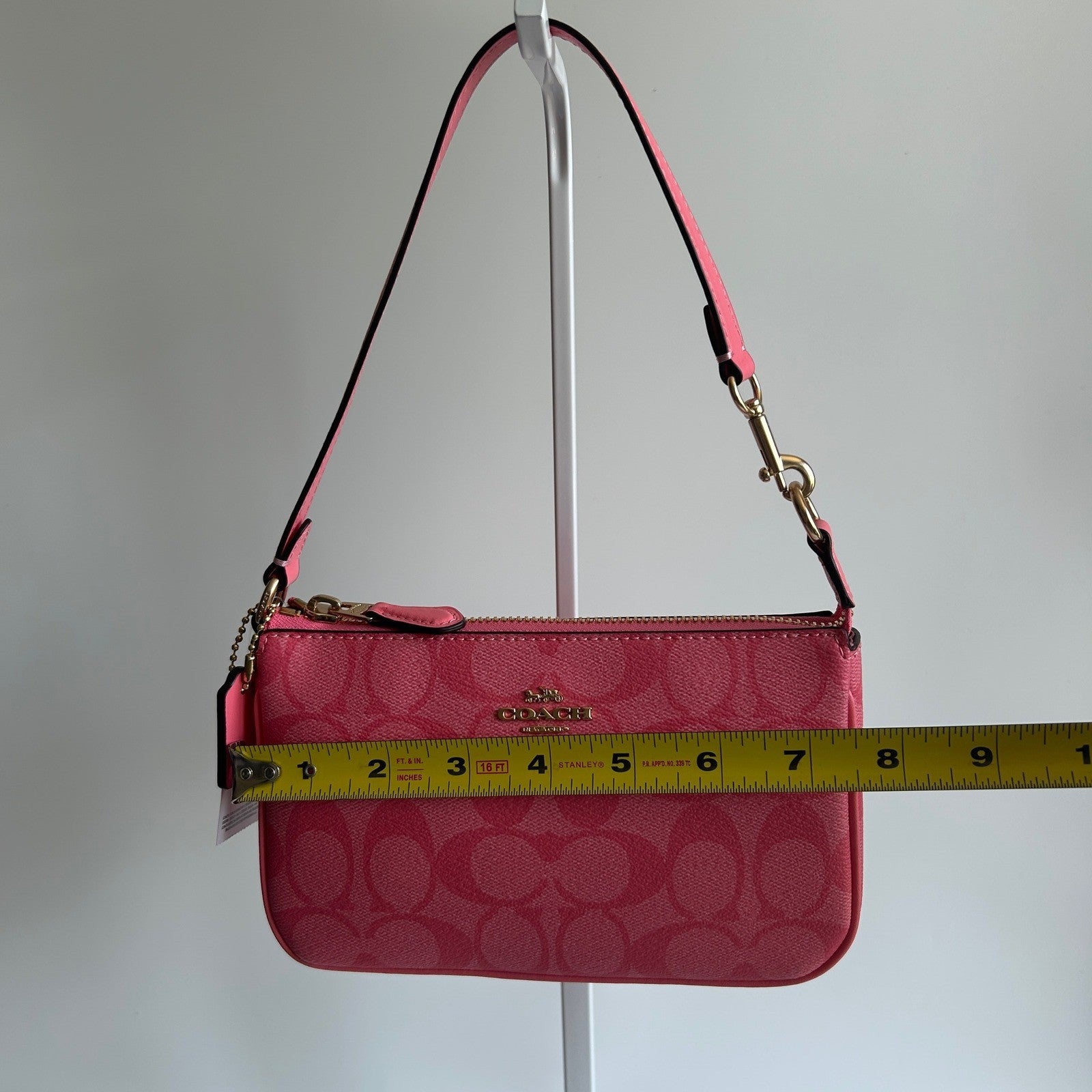 Coach Nolita 19 Pink Lemonade Signature Canvas Wristlet Shoulder Bag NEW