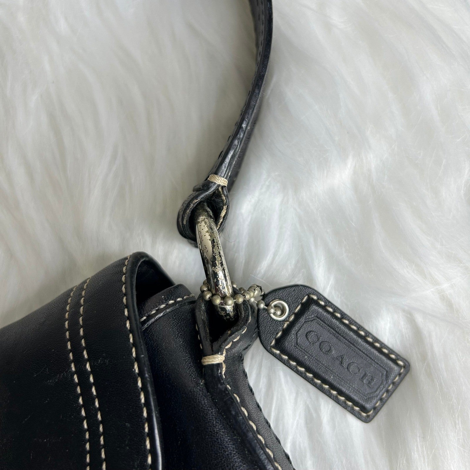 Coach Soho Black Leather Flap Shoulder Bag Good