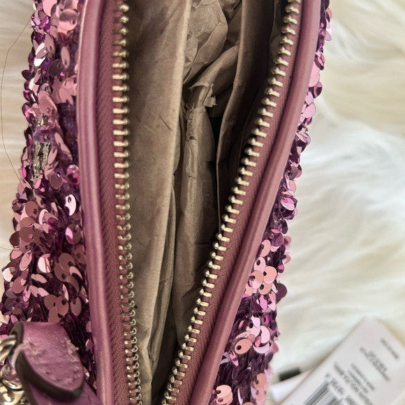 Coach Sequin Nolita Barrel Bag Lilac Metallic Leather Shoulder Bag NWT CQ589