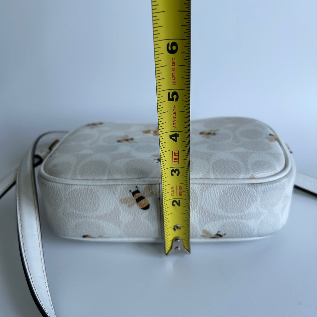 Coach Jamie Camera Bag Chalk White Bee Signature Canvas Leather Crossbody Good