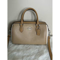 Coach Rowan Satchel Taupe Chalk White Pebbled Leather Bag Excellent
