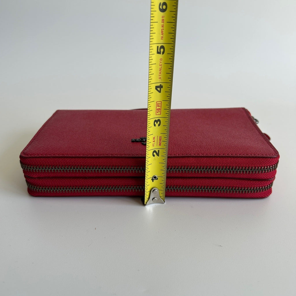 Coach Double Zip Travel Wallet Red Leather Organizer F23334 NEW