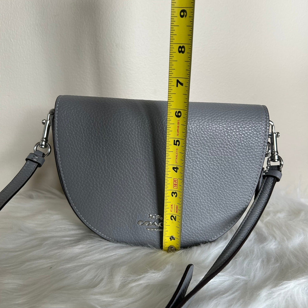 Coach Ellen Grey Pebbled Leather Crossbody Bag Excellent