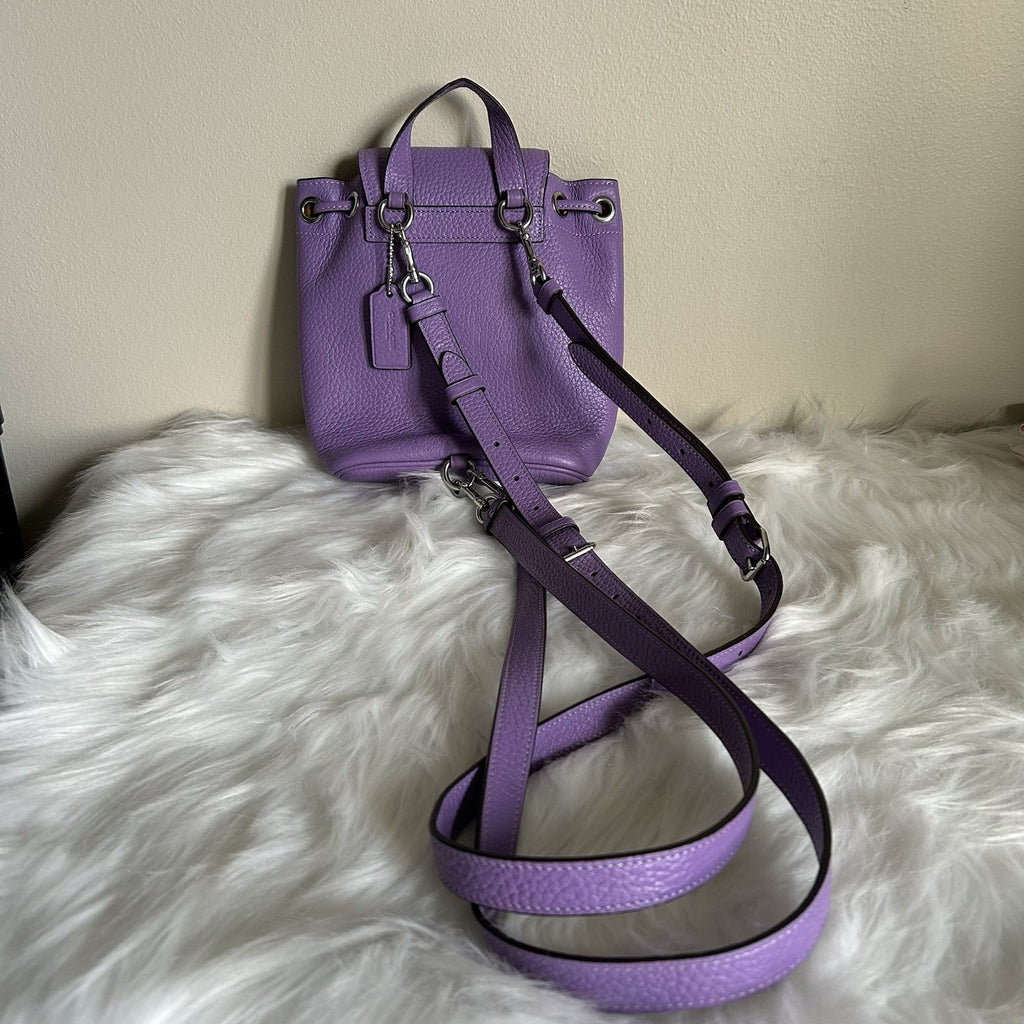 Coach Amelia Mini Purple Pebbled Leather Backpack Excellent