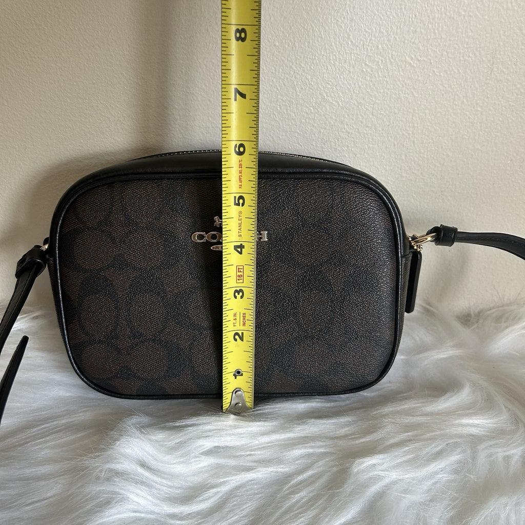 Coach Jamie Camera Bag Brown Black Signature Canvas Crossbody Excellent