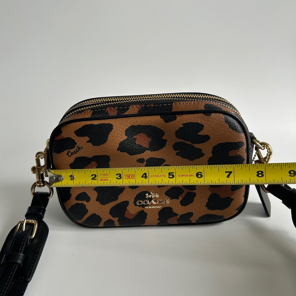 Coach Jamie Camera Bag Leopard Print Coated Canvas Crossbody Excellent
