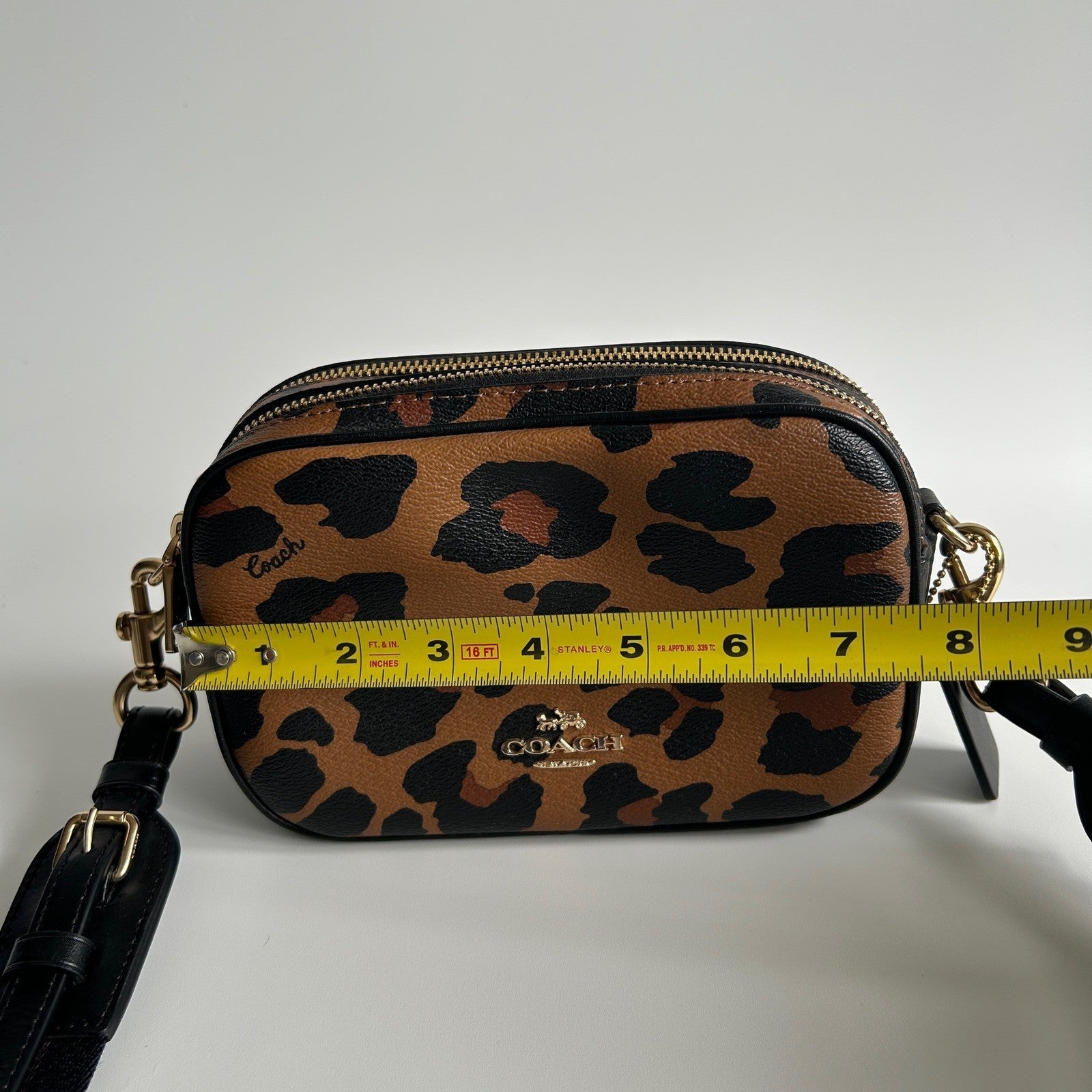 Coach Jamie Camera Bag Leopard Print Coated Canvas Crossbody Excellent