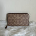 Coach Medium Id Zip Wallet Tan Brown Signature Canvas CW781 NEW