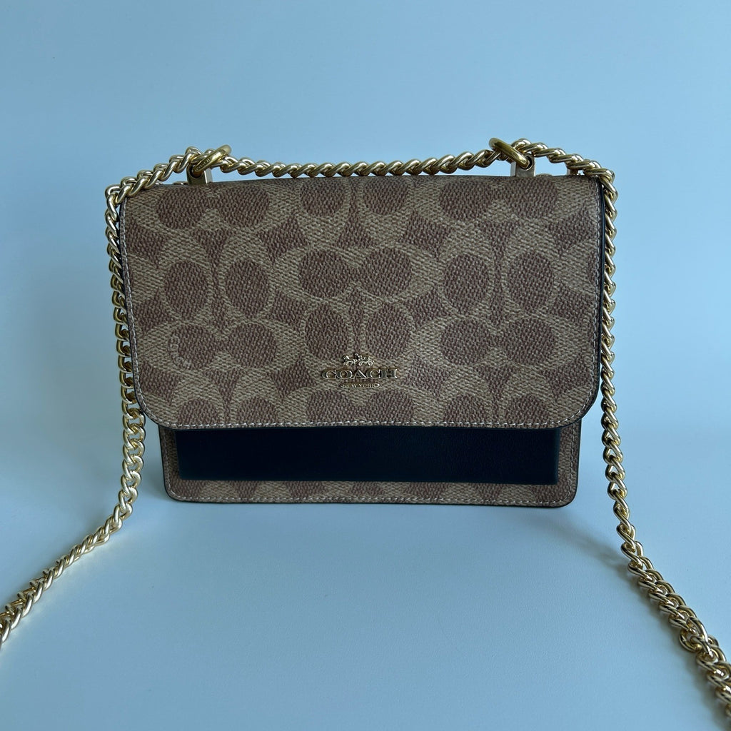 Coach Mini Klare Crossbody Brown Black Canvas Leather Bag CW206 Excellent