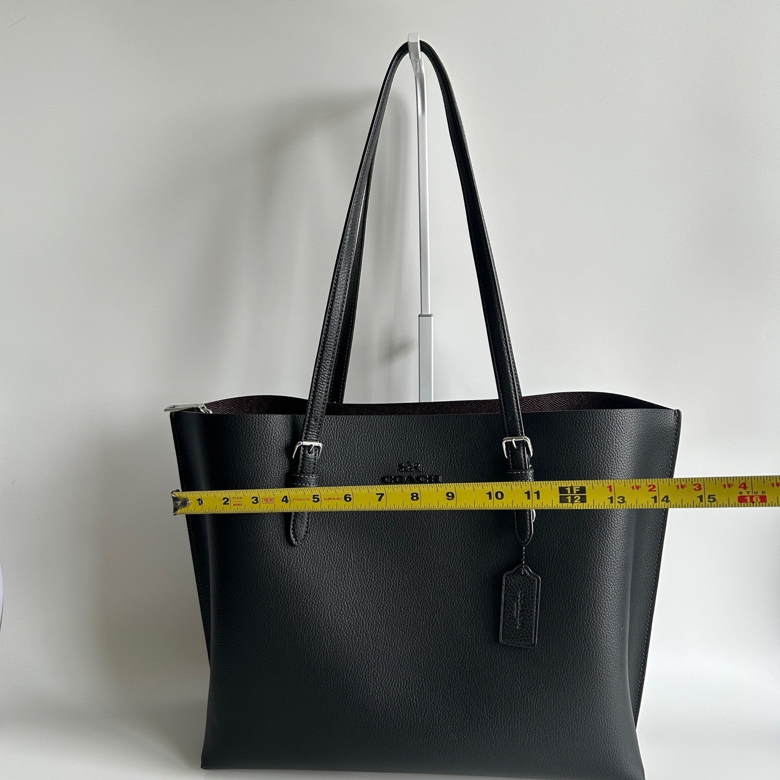 Coach Mollie Tote Black Pebbled Leather Shoulder Bag 1671 Excellent