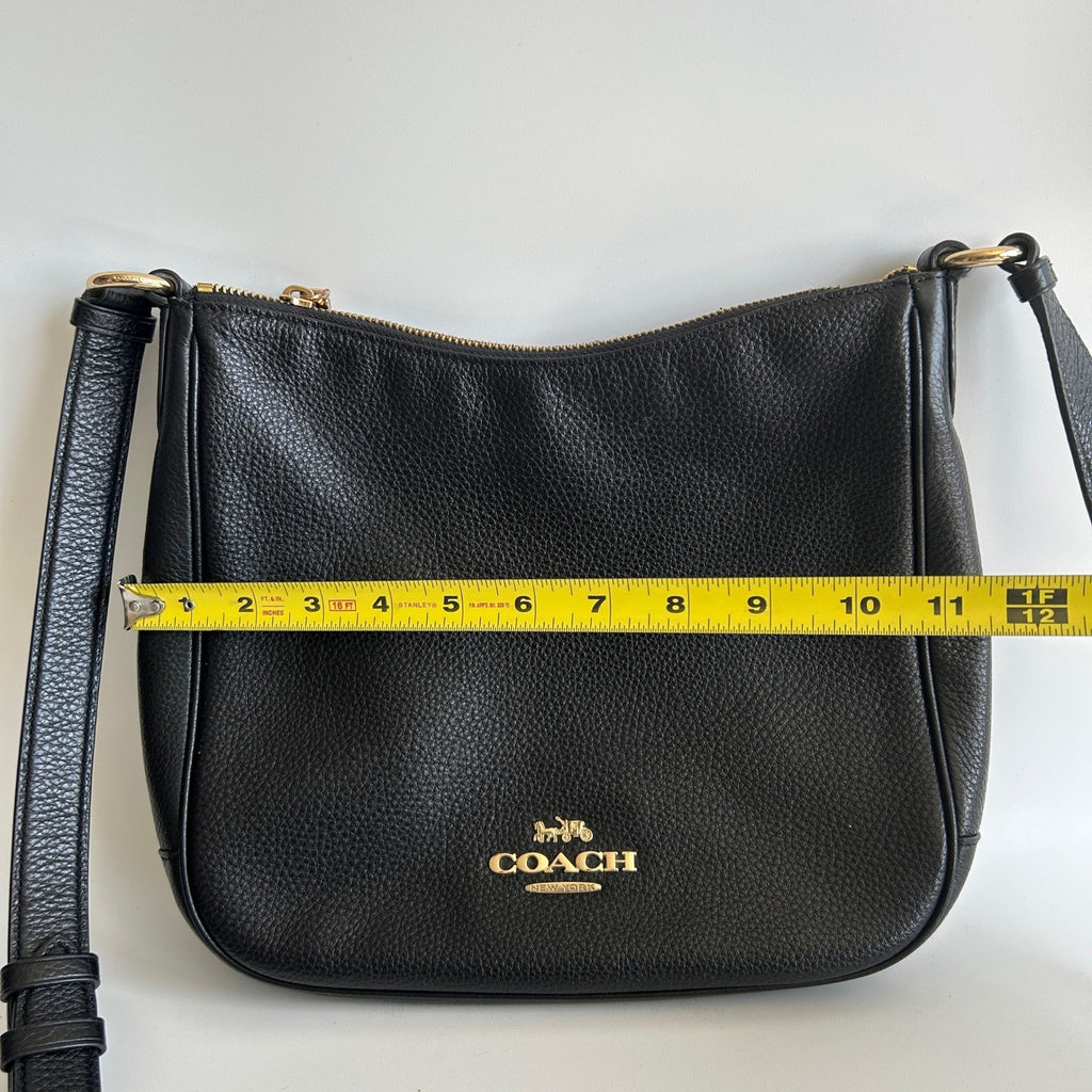 Coach Ellie File Bag Black Refined Pebble Leather Crossbody Excellent