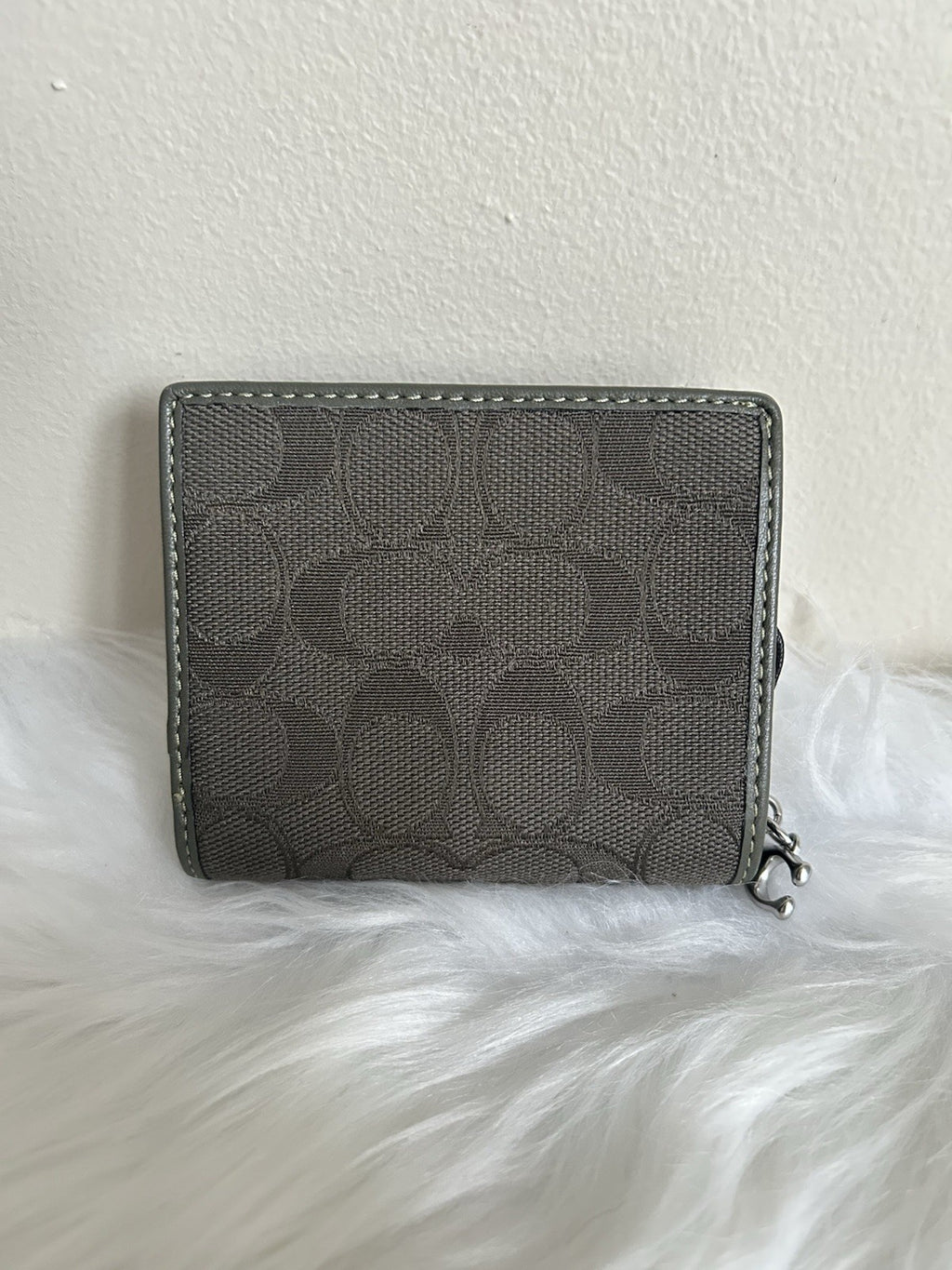 Coach Snap Wallet Olive Green Signature Canvas C3321 Excellent
