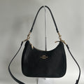 Coach Teri Hobo Black Pebbled Leather Shoulder Bag Excellent
