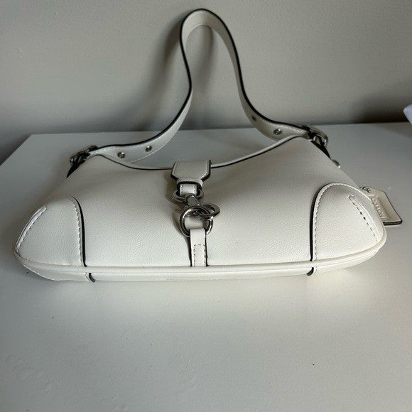 Coach Hamptons Hobo Chalk White Pebbled Leather Shoulder Bag Excellent