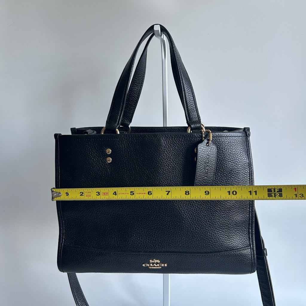 Coach Dempsey Carryall Black Pebbled Leather Shoulder Bag Excellent