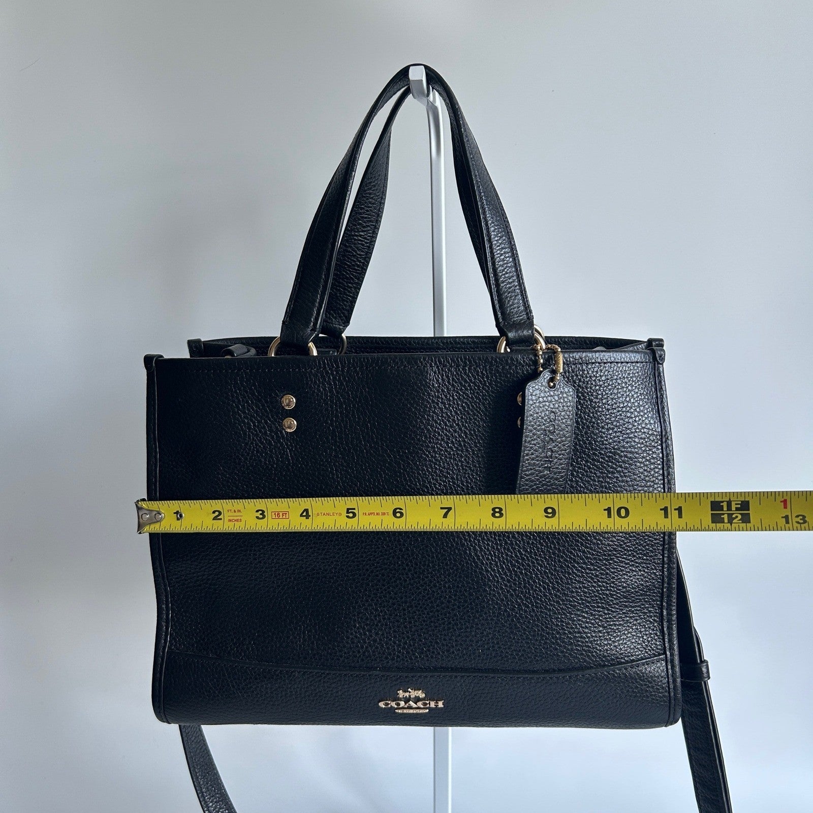 Coach Dempsey Carryall Black Pebbled Leather Shoulder Bag Excellent