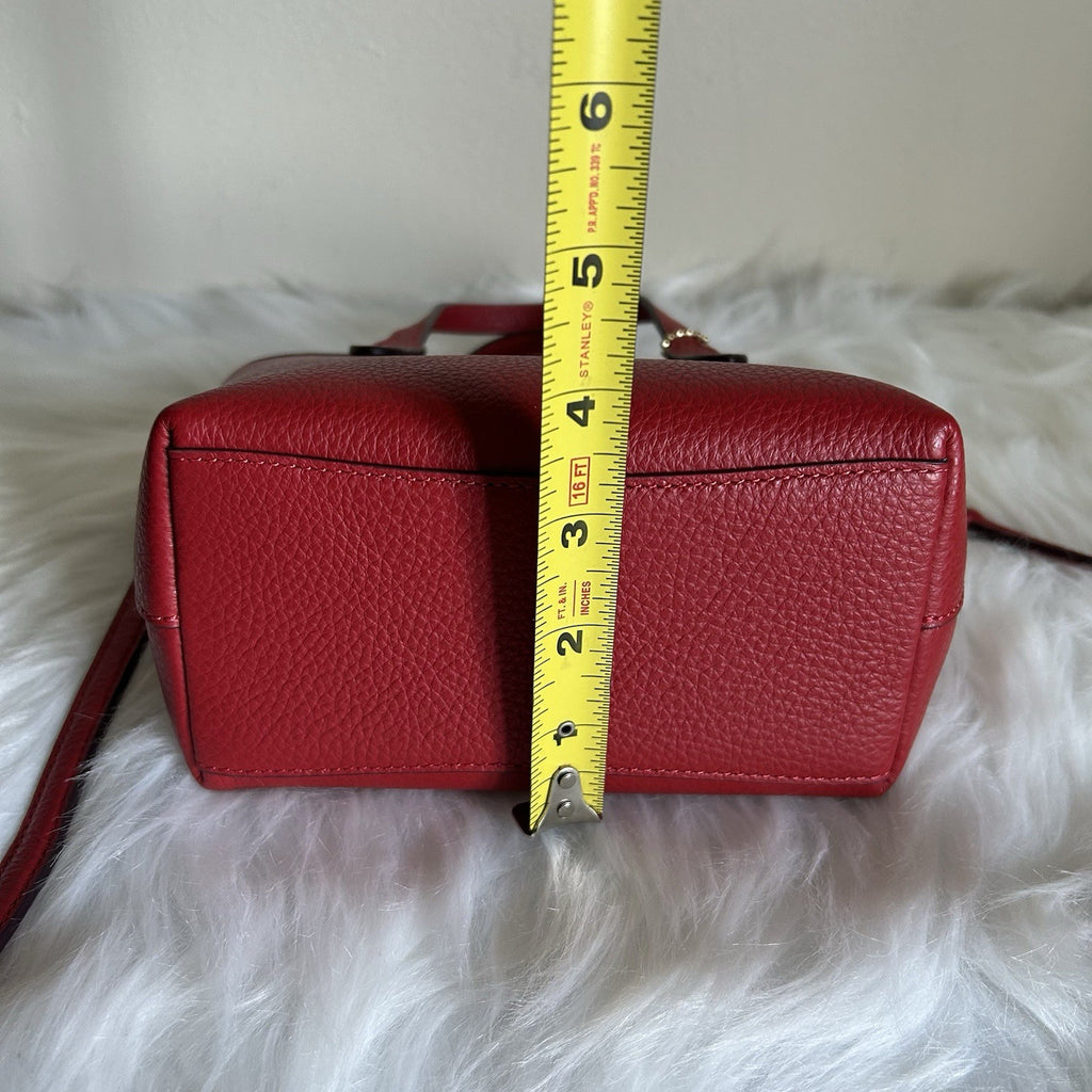 Coach Mini City Tote Red Pebbled Leather Shoulder Bag Excellent