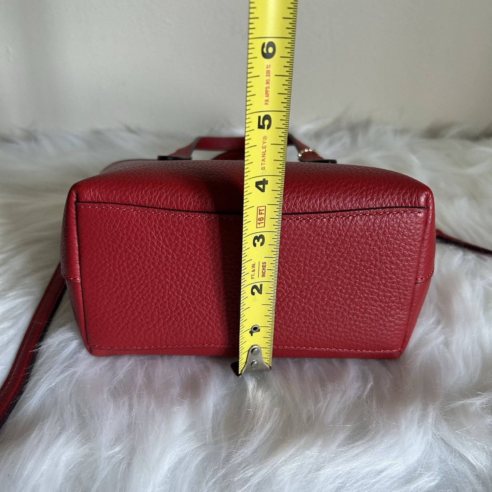 Coach Mini City Tote Red Pebbled Leather Shoulder Bag Excellent