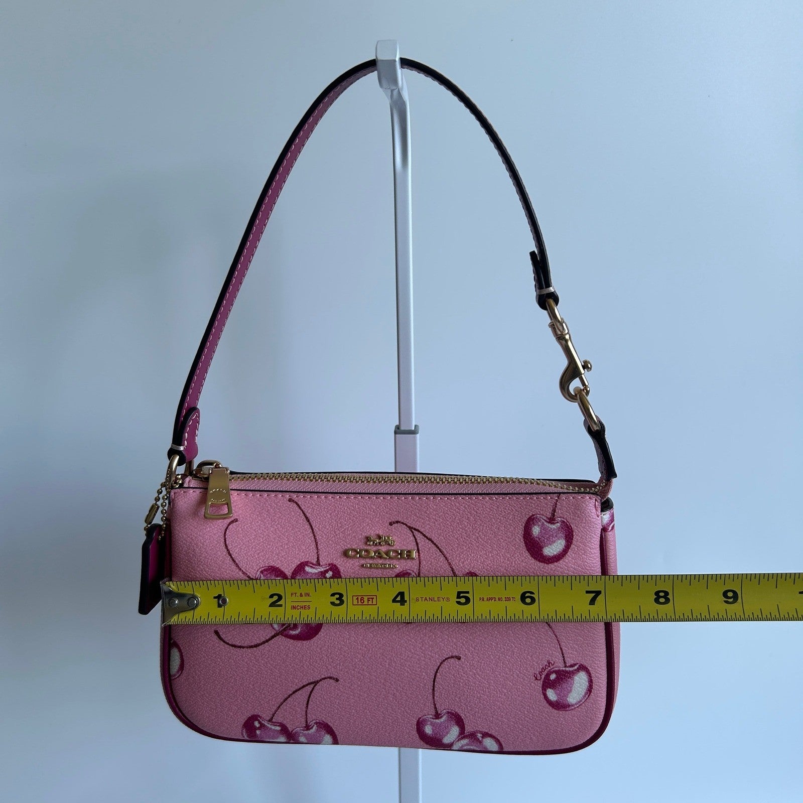 Coach Nolita 19 Pink Cherry Print Pebbled Leather Shoulder Bag Excellent