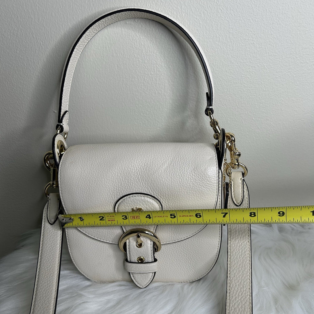 Coach Kleo 17 Chalk White Pebbled Leather Shoulder Bag Excellent