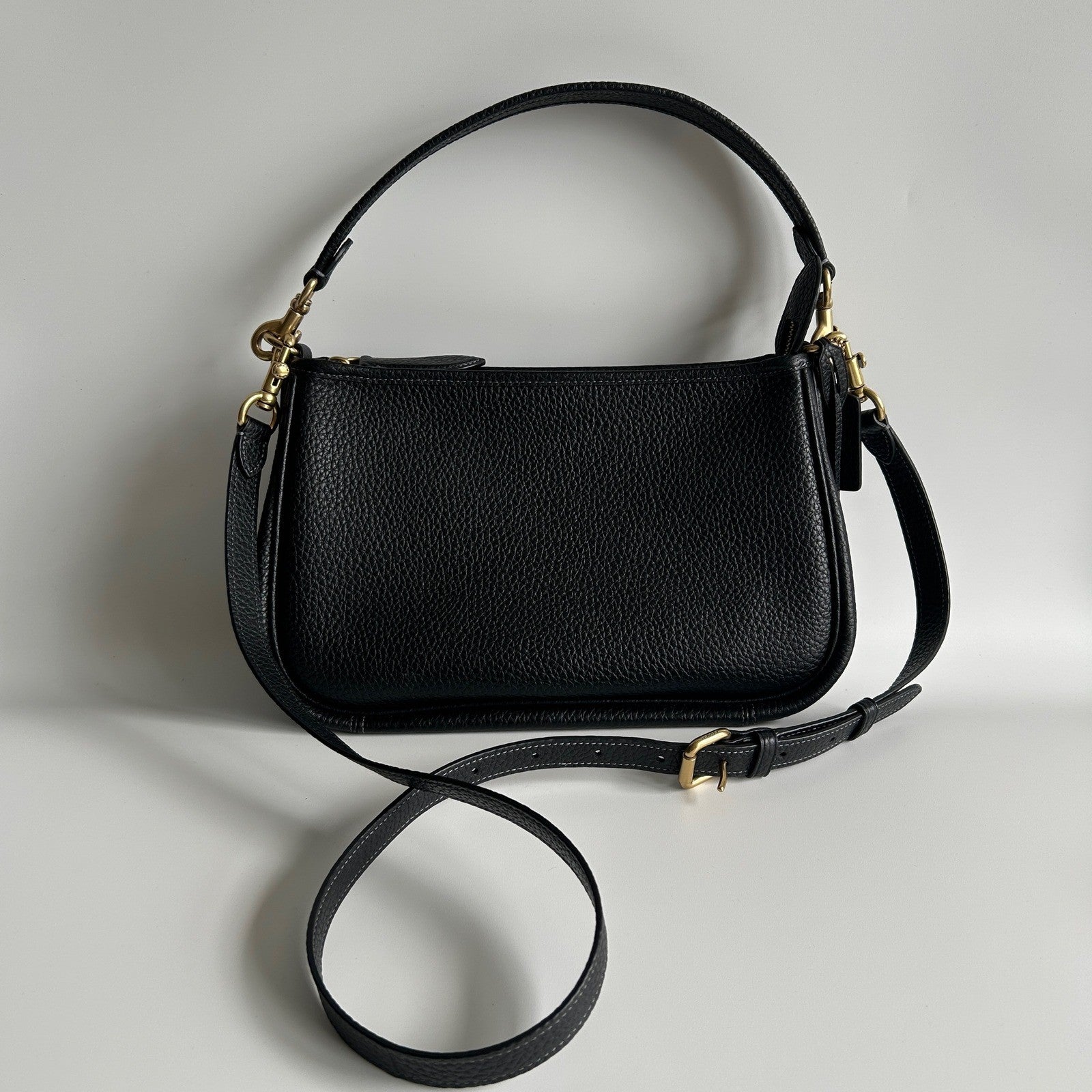 Coach Cary Black Pebbled Leather Crossbody Shoulder Bag CC437 Excellent