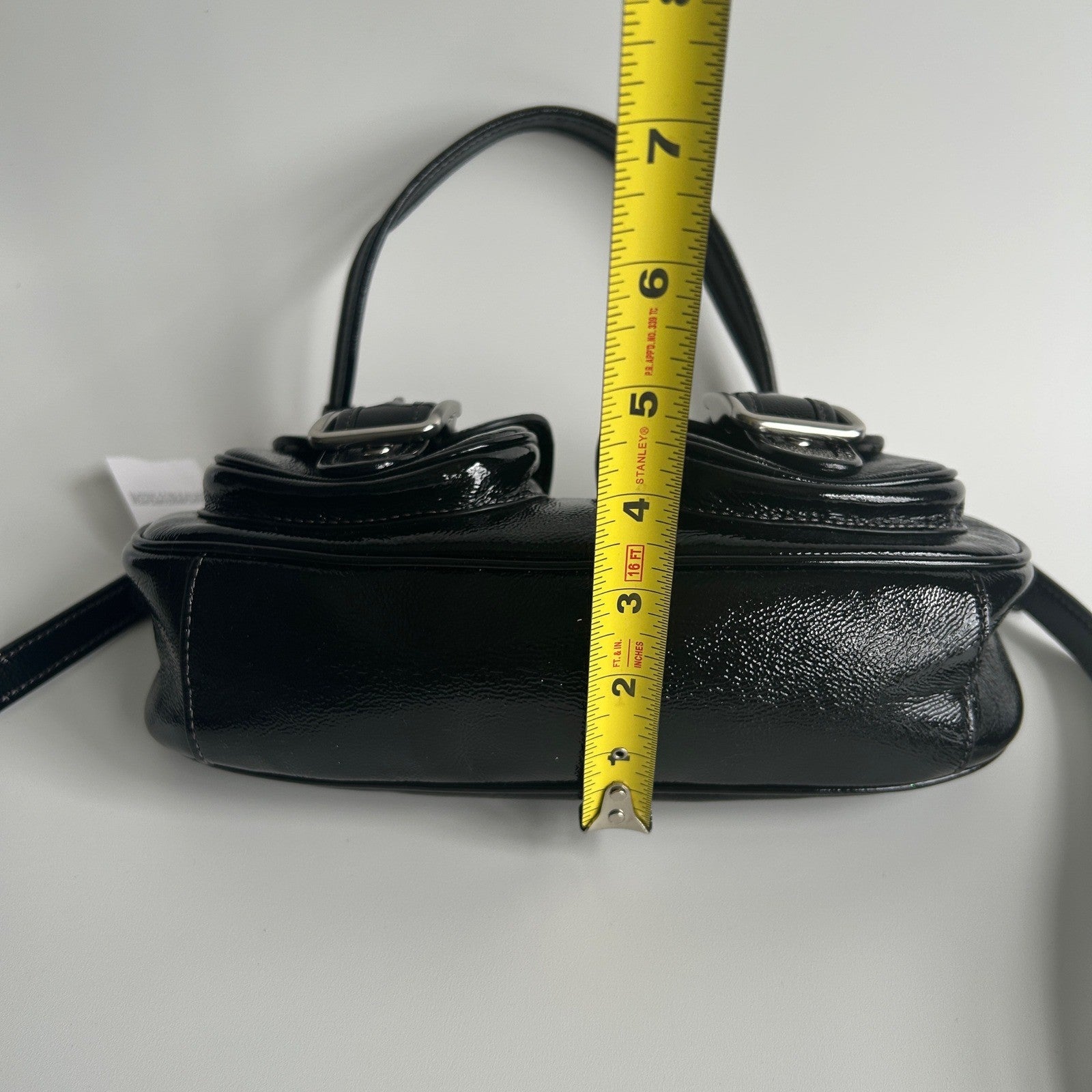 Coach Ashton Black Crinkle Patent Leather Shoulder Bag CV943 NWT