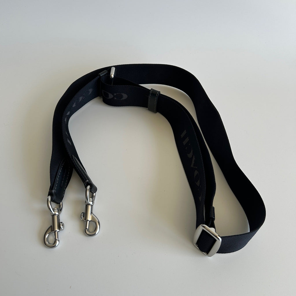 Coach Webbing Strap Black Canvas Silver Hardware CR460 Excellent