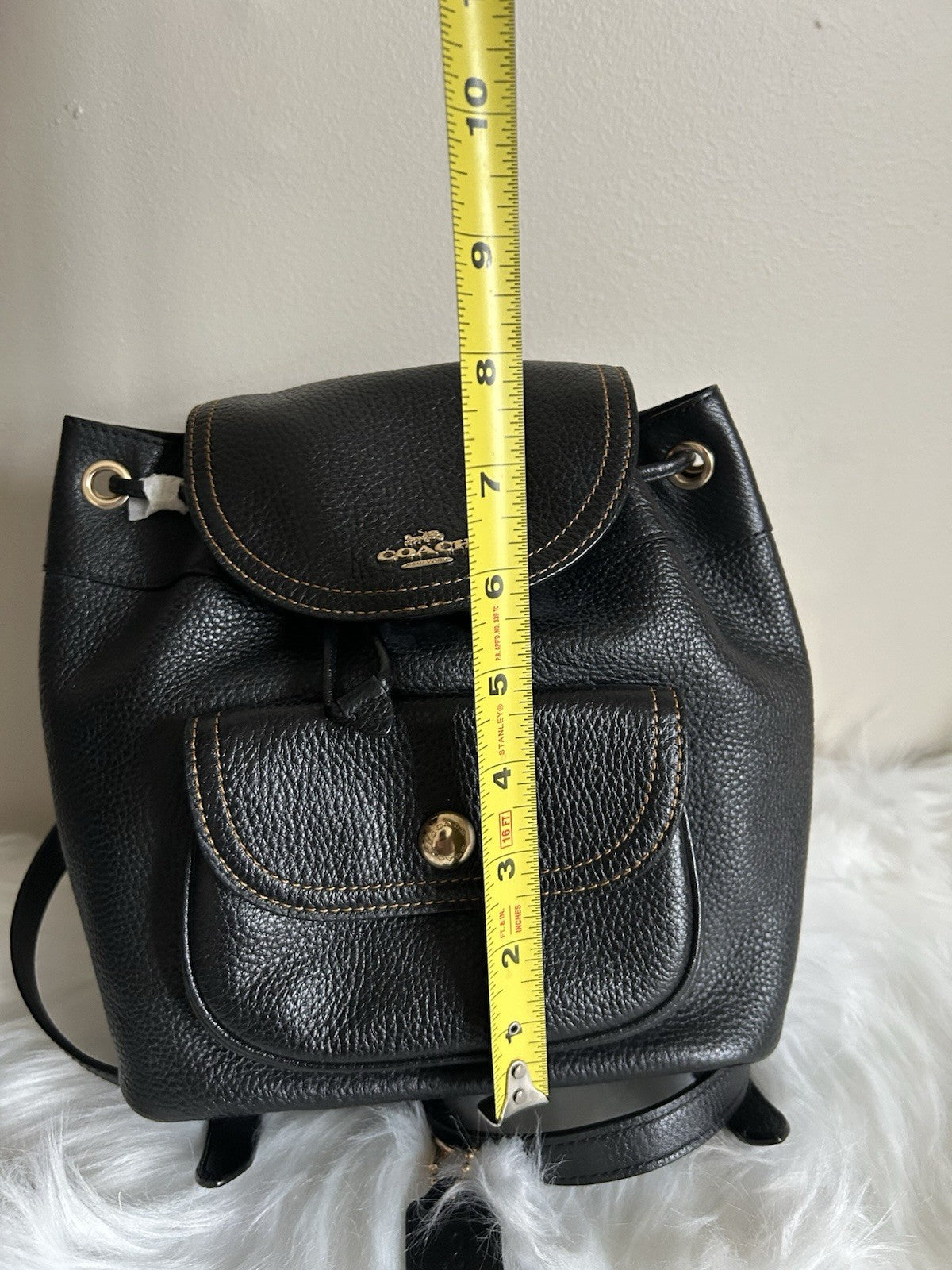 Coach Pennie 22 Black Pebbled Leather Backpack NWT C4121