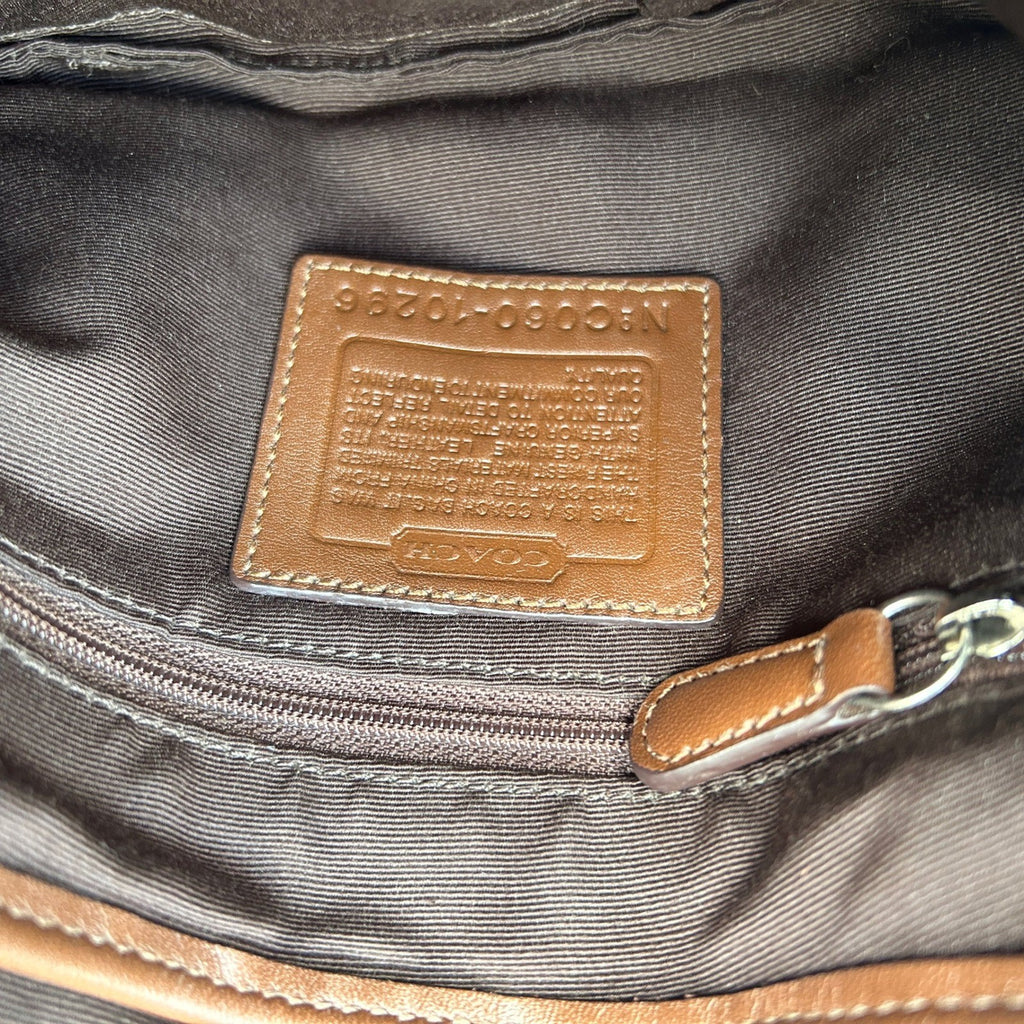 Coach Soho Signature Khaki Brown Canvas Leather Shoulder Bag 11862 Excellent