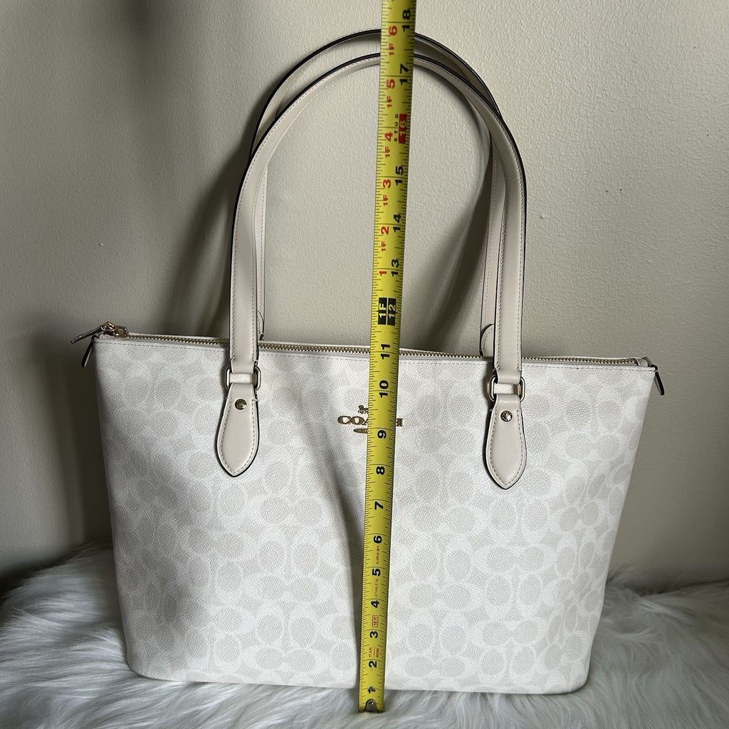 Coach Gallery Tote Chalk White Signature Canvas Leather Bag NEW