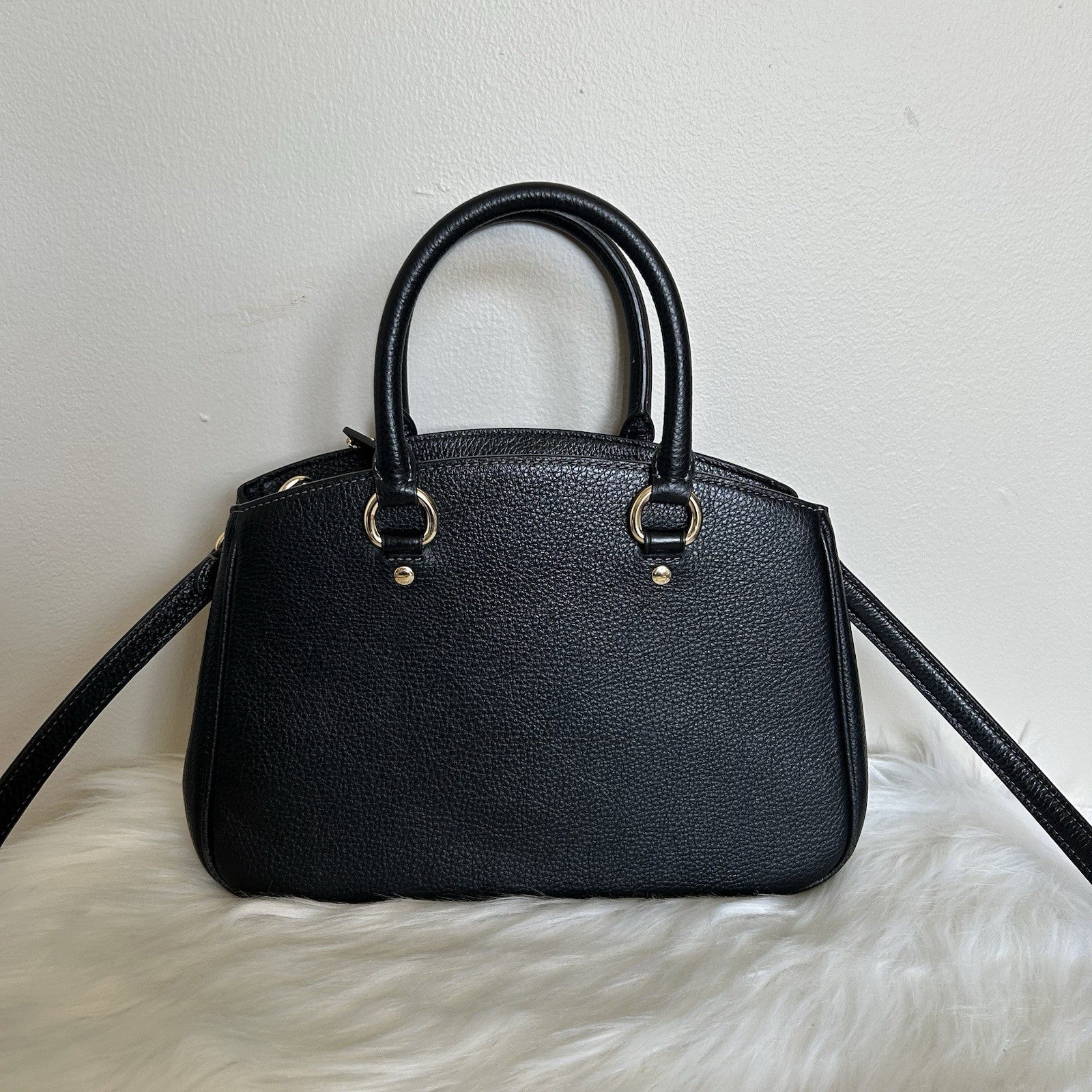 Coach Savannah Small Black Pebbled Leather Satchel Shoulder Bag Excellent