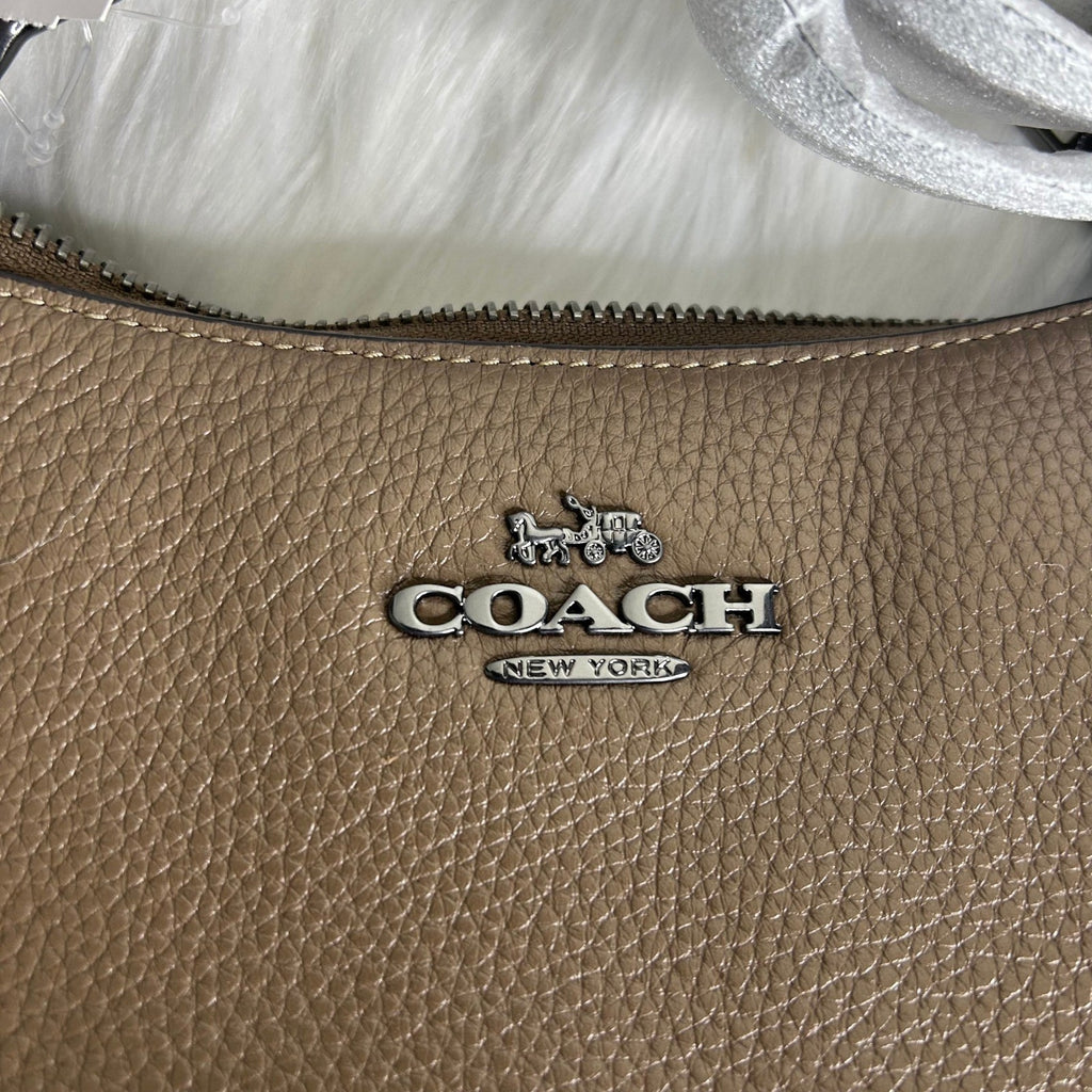 Coach Teri Dark Stone Pebbled Leather Shoulder Bag CV934 NEW