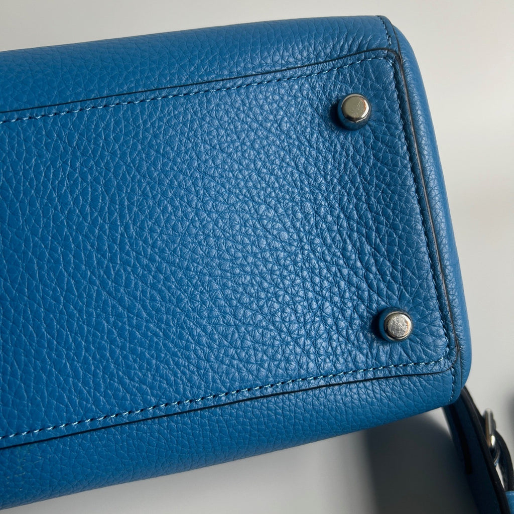 Coach Peanuts Rowan Blue Pebbled Leather Satchel Excellent
