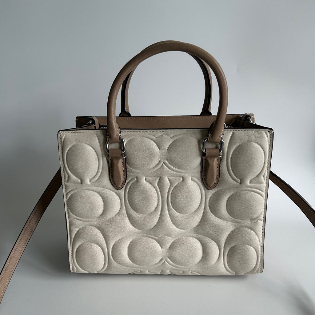 Coach Maggie Small Tote Chalk White Leather Bag CY670 Excellent