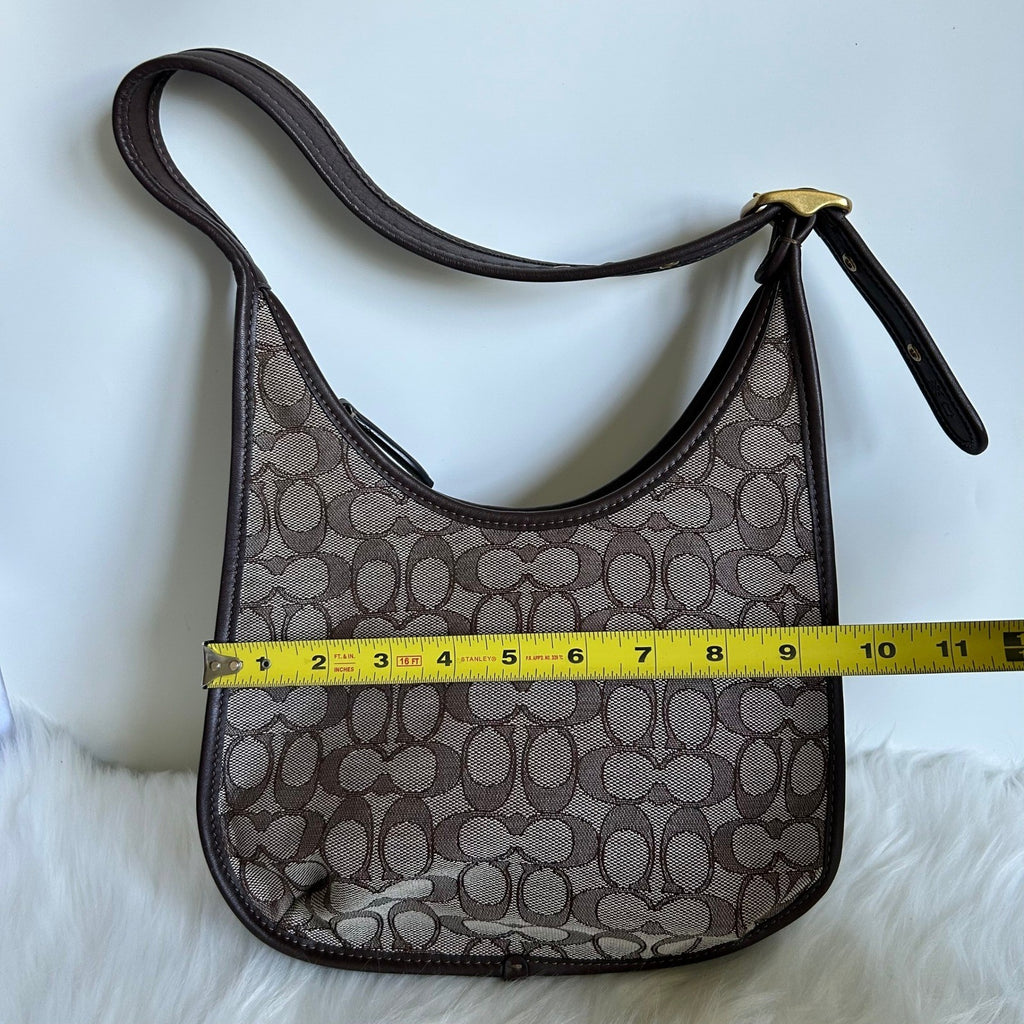 Coach Ergo Brown Signature Jacquard Leather Shoulder Bag C2588 Good