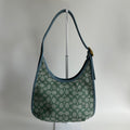 Coach Ergo C2588 Green Blue Signature Jacquard Leather Shoulder Bag Excellent