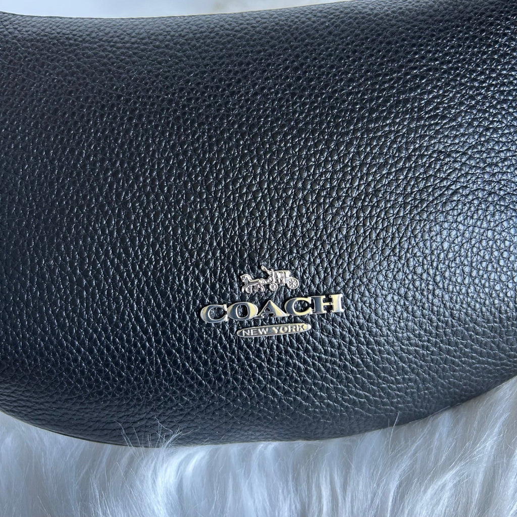 Coach Payton Black Pebble Leather Shoulder Bag Excellent