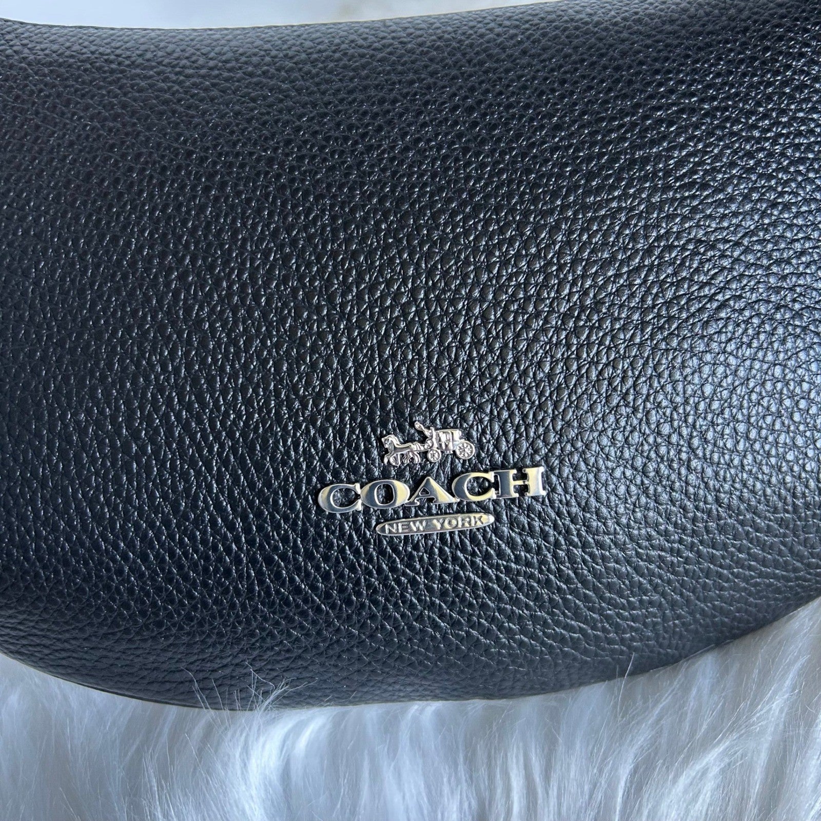 Coach Payton Black Pebble Leather Shoulder Bag Excellent
