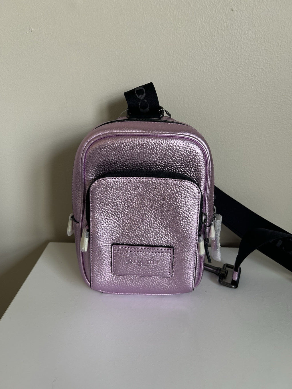 NWT Coach Track Pack 14 Sling Bag Backpack Metallic Lilac
